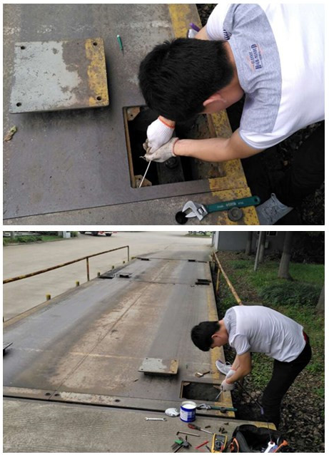 更換電子地磅傳感器現場